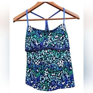 Nike Blue and Green Geometric Tank Top Size M